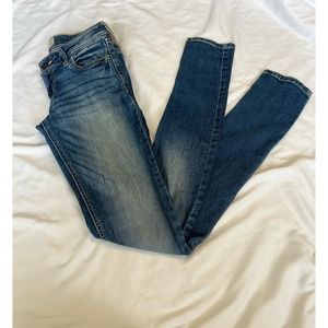 Vintage Hollister size 1R womens 90s medium wash low rise skinny jeans 0764